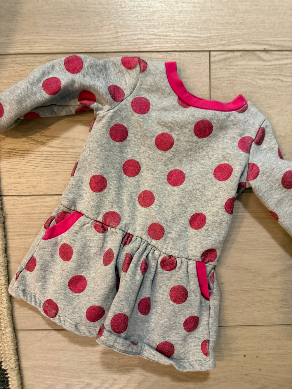 Boden Gray Dress with Hot Pink Polka Dots